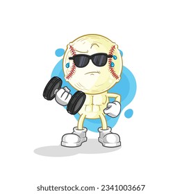 the baseball head lifting dumbbell vector. cartoon character