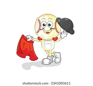 the baseball head matador with red cloth illustration. character vector