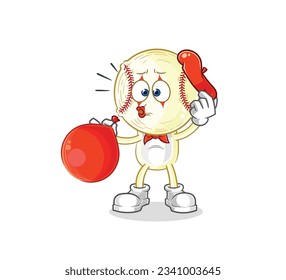 the baseball head pantomime blowing balloon. cartoon mascot vector