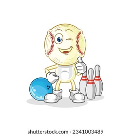 the baseball head play bowling illustration. character vector