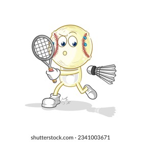 the baseball head playing badminton illustration. character vector