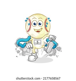 The Baseball Head Runner Character. Cartoon Mascot Vector