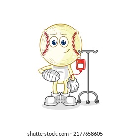 the baseball head sick in IV illustration. character vector