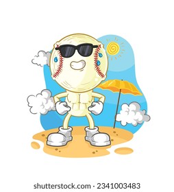 the baseball head sunbathing in summer. character vector