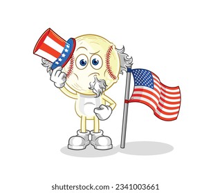 the baseball head uncle sam character. cartoon mascot vector