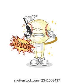 the baseball head warning shot mascot. cartoon vector