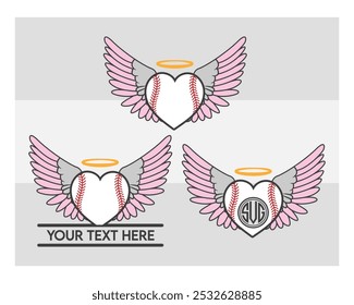 Baseball Heart Wings. baseball Heart, Wings Baseball, Sports, Softball Silhouette, Ball, Png, Vector, Clipart, Softball, 