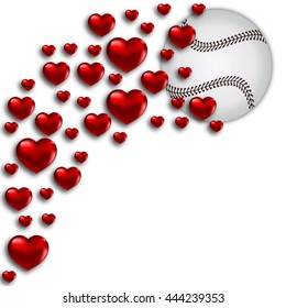 baseball with hearts