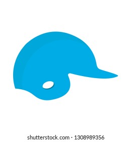 Baseball helmet blue side view symbol uniform play competition man. Vector sport head icon equipment club