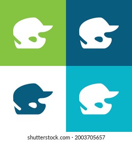 Baseball Helmet Flat four color minimal icon set
