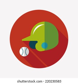 baseball helmet flat icon with long shadow,eps10