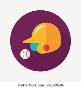 baseball helmet flat icon with long shadow,eps10