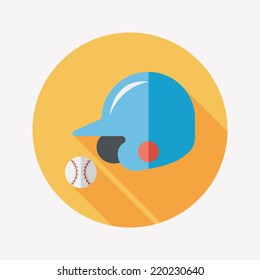 baseball helmet flat icon with long shadow,eps10