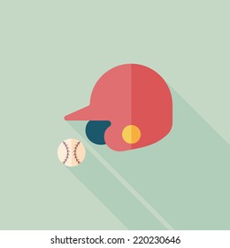 baseball helmet flat icon with long shadow,eps10
