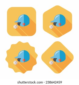 baseball helmet flat icon with long shadow, eps10