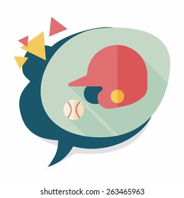 baseball helmet flat icon with long shadow,eps10