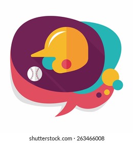 baseball helmet flat icon with long shadow,eps10