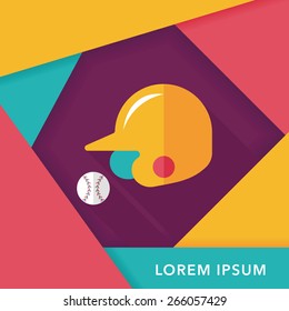 baseball helmet flat icon with long shadow,eps10