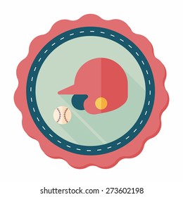baseball helmet flat icon with long shadow,eps10