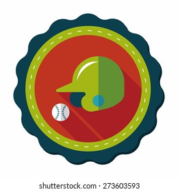 baseball helmet flat icon with long shadow,eps10