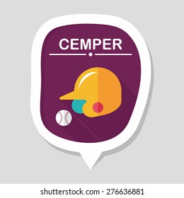 baseball helmet flat icon with long shadow,eps10