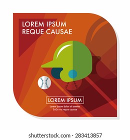 baseball helmet flat icon with long shadow,eps10