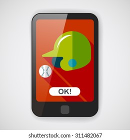 baseball helmet flat icon with long shadow,eps10