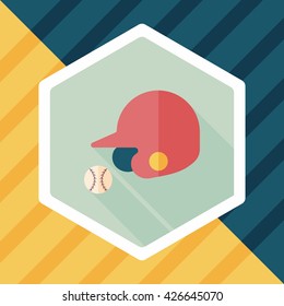 baseball helmet flat icon with long shadow,eps10