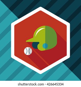 baseball helmet flat icon with long shadow,eps10