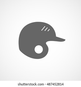 Baseball Helmet Flat Icon On White Background