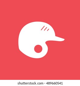Baseball Helmet Flat Icon On Red Background