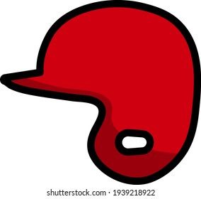 Baseball Helmet Icon. Editable Thick Outline With Color Fill Design. Vector Illustration.