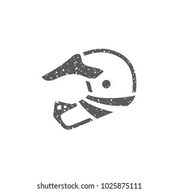 Baseball helmet icon in grunge texture. Vintage style vector illustration.