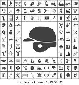 Baseball helmet icon. Sport set of icons