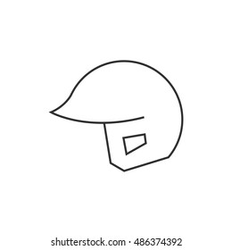 Baseball helmet icon in thin outline style. Sport team playing leisure swing baseball American