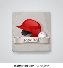 Baseball helmet and baseball icon. Vector illustration.