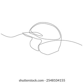 Baseball helmet one line art. continuous line, vector. The top one