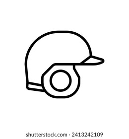 Baseball Helmet Outline Icon Vector Illustration