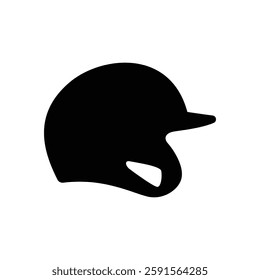 Baseball helmet side view silhouette design on a white background