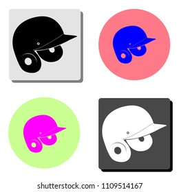 Baseball helmet. simple flat vector icon illustration on four different color backgrounds