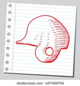 Baseball helmet. Sketch style drawing.