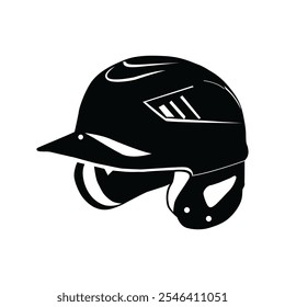 Baseball Helmet Vector Clip Art Set, Baseball Player Cap Safety Vector Silhouette Isolated Collection, Baseball Sport Equipment.

