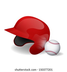 Baseball helmet and baseball. Vector illustration.