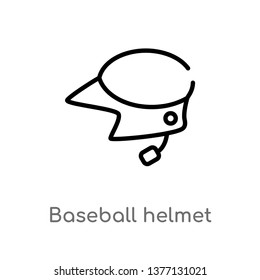 baseball helmet vector line icon. Simple element illustration. baseball helmet outline icon from sports concept. Can be used for web and mobile