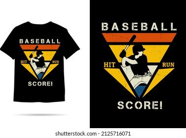 Baseball hit run score silhouette t shirt design