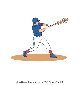 Baseball Hitter Bat Swing Motion Illustration
