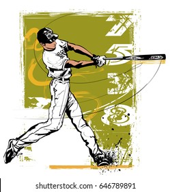 Baseball hitter Swinging  - vector illustration