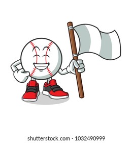 baseball holding flag mascot vector cartoon illustration