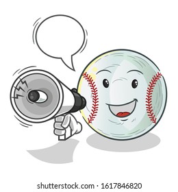 baseball holding handy loudspeaker with bubble cartoon. cute chibi cartoon mascot vector