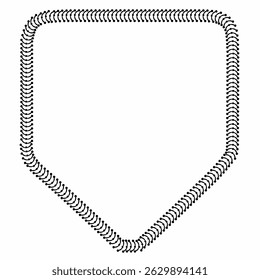 Baseball home plate frame with stitch pattern, ideal for sports graphics, team logos, badges, or tournament posters,text,design. Isolated vector shape design.